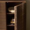 SAFAVIEH Furniture – Moroto Media Stand for TVs up to 35″ – Walnut 2-Door Modern Sideboard Storage Cabinet Console with Slatted Doors & Interior Shelving (MED3607A)(Walnut)
