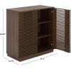SAFAVIEH Furniture – Moroto Media Stand for TVs up to 35″ – Walnut 2-Door Modern Sideboard Storage Cabinet Console with Slatted Doors & Interior Shelving (MED3607A)(Walnut)