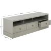 SAFAVIEH Furniture – Shafa Media Stand for TVs up to 55″ – Natural & Brass 3-Drawer Entertainment Media Console – Storage Cabinet for Living Room, Bedroom (MED3123B)(Light Grey/Brass)