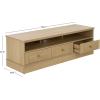 SAFAVIEH Furniture – Shafa Media Stand for TVs up to 55″ – Natural & Brass 3-Drawer Entertainment Media Console – Storage Cabinet for Living Room, Bedroom (MED3123B)(Natural/Brass)