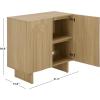 SAFAVIEH Furniture – Simi Media Stand for TVs up to 28″ – Natural Brown Compact Entertainment Media Console – Storage Cabinet for Living Room, Bedroom (MED3119A)(Natural)