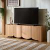 SAFAVIEH Furniture – Takami Media Stand for TVs up to 75″ – Oak 4-Door Modern Entertainment Console with Storage Cabinets (MED3604A)(Oak)
