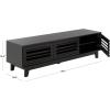 SAFAVIEH Furniture – Zulie Media Stand for TVs up to 65″ – Natural Brown Entertainment Media Console – Slatted Door Storage Cabinet for Living Room, Bedroom (MED3120A)(Black)