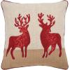 SAFAVIEH Home Collection Holiday Reindeer Rustic Beige/Red Cotton 20-inch Square Decorative Accent Insert Throw Pillow