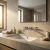 SAFAVIEH Solea Bath – Elise Bathroom Faucet – Contemporary Chrome Brass – Wall-Mount Two-Handle Design (BRF1016C)