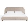 SAFAVIEH Couture – Beccarose King Bed – Contemporary Design – Light Brown Chenille & Walnut Legs – Ideal for Bedroom, Guest Room, 86″ W x 88″ D x 45″ H (SFV4811G-K)