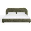 SAFAVIEH Couture – Beccarose Queen Bed – Contemporary Design – Dark Green Chenille & Walnut Legs – Ideal for Bedroom, Guest Room, 70.5″ W x 88″ D x 45″ H (SFV4811H-Q)