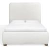 SAFAVIEH Couture – Callahan Twin Bed – Contemporary Design – White Linen & Walnut Legs – Ideal for Bedroom, Guest Room, 43.3″ W x 88″ D x 45″ H (SFV4801C-T)