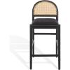 SAFAVIEH Couture – Laylie 37-Inch Counter Stool – Black Solid Wood & Cushion with Natural Cane Rattan Weave – Fully Assembled – Ideal for Kitchen, Dining Room (SFV1608D)