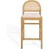 SAFAVIEH Couture – Laylie 37-Inch Counter Stool – Natural Solid Wood & Cane Rattan Weave with White Cushion – Fully Assembled – Ideal for Kitchen, Dining Room (SFV1608E)