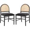 SAFAVIEH Couture – Laylie Dining Chair Set of 2 – Black Solid Wood & Cushion with Natural Cane Rattan Weave – Fully Assembled – Ideal for Dining Room, Kitchen, 18″ Seat Height (SFV1607D-SET2)