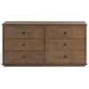 SAFAVIEH Couture – Octavian Rope Detail Dresser – Walnut Oak – 6-Drawer Storage Chest – Fully Assembled – Ideal for Bedroom, Guest Room, 66″ W x 20″ D x 34″ H (SFV2234B)(Walnut)