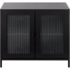 SAFAVIEH Furniture – Donahue Media Stand for TVs up to 32″ – Black 2-Door Storage Entertainment Media Console for Living Room, Bedroom & Family Room (MED3122A)(Black/Black)