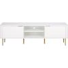 SAFAVIEH Furniture – Hilsa Media Stand for TVs up to 65″ – White & Gold 3-Door Entertainment Media Console – Storage Cabinet for Living Room, Bedroom (MED3117A)(White/Gold)