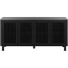 SAFAVIEH Furniture – Isak Media Stand for TVs up to 70″ – Black Slat Door Entertainment Media Console – Storage Cabinet for Living Room, Bedroom (MED3127B)(Black/Black)