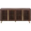 SAFAVIEH Furniture – Isak Media Stand for TVs up to 70″ – Black Slat Door Entertainment Media Console – Storage Cabinet for Living Room, Bedroom (MED3127B)(Dark Brown/Brass)