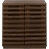 SAFAVIEH Furniture – Moroto Media Stand for TVs up to 35″ – Walnut 2-Door Modern Sideboard Storage Cabinet Console with Slatted Doors & Interior Shelving (MED3607A)(Walnut)