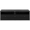 SAFAVIEH Furniture – Shafa Media Stand for TVs up to 55″ – Natural & Brass 3-Drawer Entertainment Media Console – Storage Cabinet for Living Room, Bedroom (MED3123B)(Black/Brass)