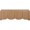 SAFAVIEH Furniture – Takami Media Stand for TVs up to 75″ – Oak 4-Door Modern Entertainment Console with Storage Cabinets (MED3604A)(Oak)