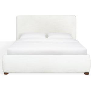 SAFAVIEH Couture – Callahan Full Bed – Contemporary Design – White Linen & Walnut Legs – Ideal for Bedroom, Guest Room, 59″ W x 88″ D x 45″ H (SFV4801C-F)