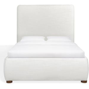 SAFAVIEH Couture – Callahan Twin Bed – Contemporary Design – White Linen & Walnut Legs – Ideal for Bedroom, Guest Room, 43.3″ W x 88″ D x 45″ H (SFV4801C-T)