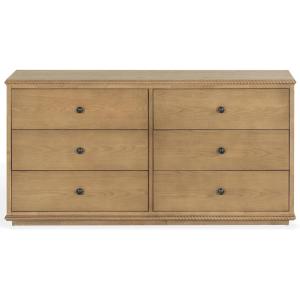SAFAVIEH Couture – Octavian Rope Detail Dresser – Walnut Oak – 6-Drawer Storage Chest – Fully Assembled – Ideal for Bedroom, Guest Room, 66″ W x 20″ D x 34″ H (SFV2234B)(Brown Oak)