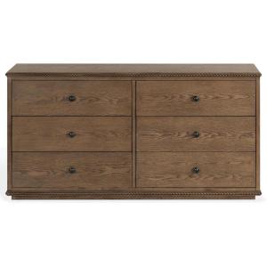 SAFAVIEH Couture – Octavian Rope Detail Dresser – Walnut Oak – 6-Drawer Storage Chest – Fully Assembled – Ideal for Bedroom, Guest Room, 66″ W x 20″ D x 34″ H (SFV2234B)(Walnut)