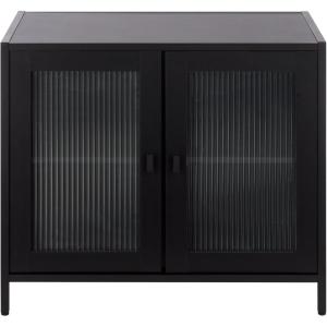 SAFAVIEH Furniture – Donahue Media Stand for TVs up to 32″ – Black 2-Door Storage Entertainment Media Console for Living Room, Bedroom & Family Room (MED3122A)(Black/Black)