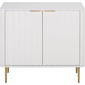 SAFAVIEH Furniture – Hilsa Media Stand for TVs up to 32″ – White & Gold 2-Door Compact Entertainment Media Console for Living Room, Bedroom (MED3118A)(White/Gold)