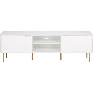 SAFAVIEH Furniture – Hilsa Media Stand for TVs up to 65″ – White & Gold 3-Door Entertainment Media Console – Storage Cabinet for Living Room, Bedroom (MED3117A)(White/Gold)