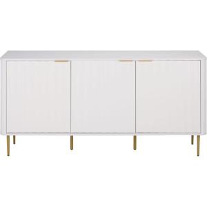 SAFAVIEH Furniture – Hilsa Media Stand for TVs up to 70″ – White & Gold 3-Door Entertainment Media Console – Storage Cabinet for Living Room, Bedroom (MED3116A)(White/Gold)