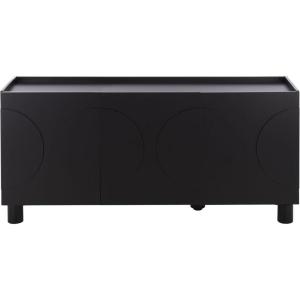 SAFAVIEH Furniture – Marrero Media Stand for TVs up to 65″ – Black Entertainment Media Console – 4-Door Storage Cabinet for Living Room, Bedroom (MED3121B)(Black)