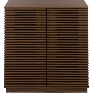 SAFAVIEH Furniture – Moroto Media Stand for TVs up to 35″ – Walnut 2-Door Modern Sideboard Storage Cabinet Console with Slatted Doors & Interior Shelving (MED3607A)(Walnut)