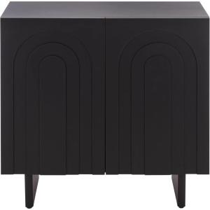 SAFAVIEH Furniture – Simi Media Stand for TVs up to 28″ – Natural Brown Compact Entertainment Media Console – Storage Cabinet for Living Room, Bedroom (MED3119A)(Black)