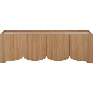 SAFAVIEH Furniture – Takami Media Stand for TVs up to 75″ – Oak 4-Door Modern Entertainment Console with Storage Cabinets (MED3604A)(Oak)