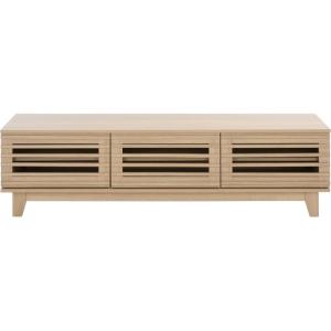 SAFAVIEH Furniture – Zulie Media Stand for TVs up to 65″ – Natural Brown Entertainment Media Console – Slatted Door Storage Cabinet for Living Room, Bedroom (MED3120A)(Natural)