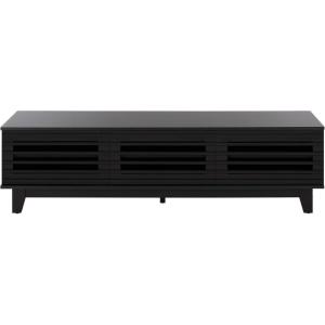 SAFAVIEH Furniture – Zulie Media Stand for TVs up to 65″ – Natural Brown Entertainment Media Console – Slatted Door Storage Cabinet for Living Room, Bedroom (MED3120A)(Black)
