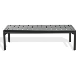 SAFAVIEH Outdoor Couture Patio Furniture Guam Black Aluminum Slatted Coffee Table(Black)