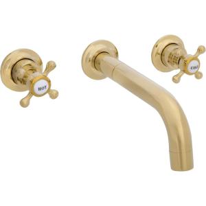 SAFAVIEH Solea Bath – Chelsea Bathroom Faucet – Contemporary Chrome Brass – Wall-Mount Single-Lever Design (BRF1015G)(Gold)