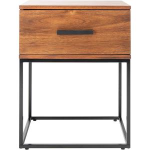Safavieh Home Collection Marquise Brown 1-Drawer Storage Bedroom Accent Side Table Nightstand NST5005A