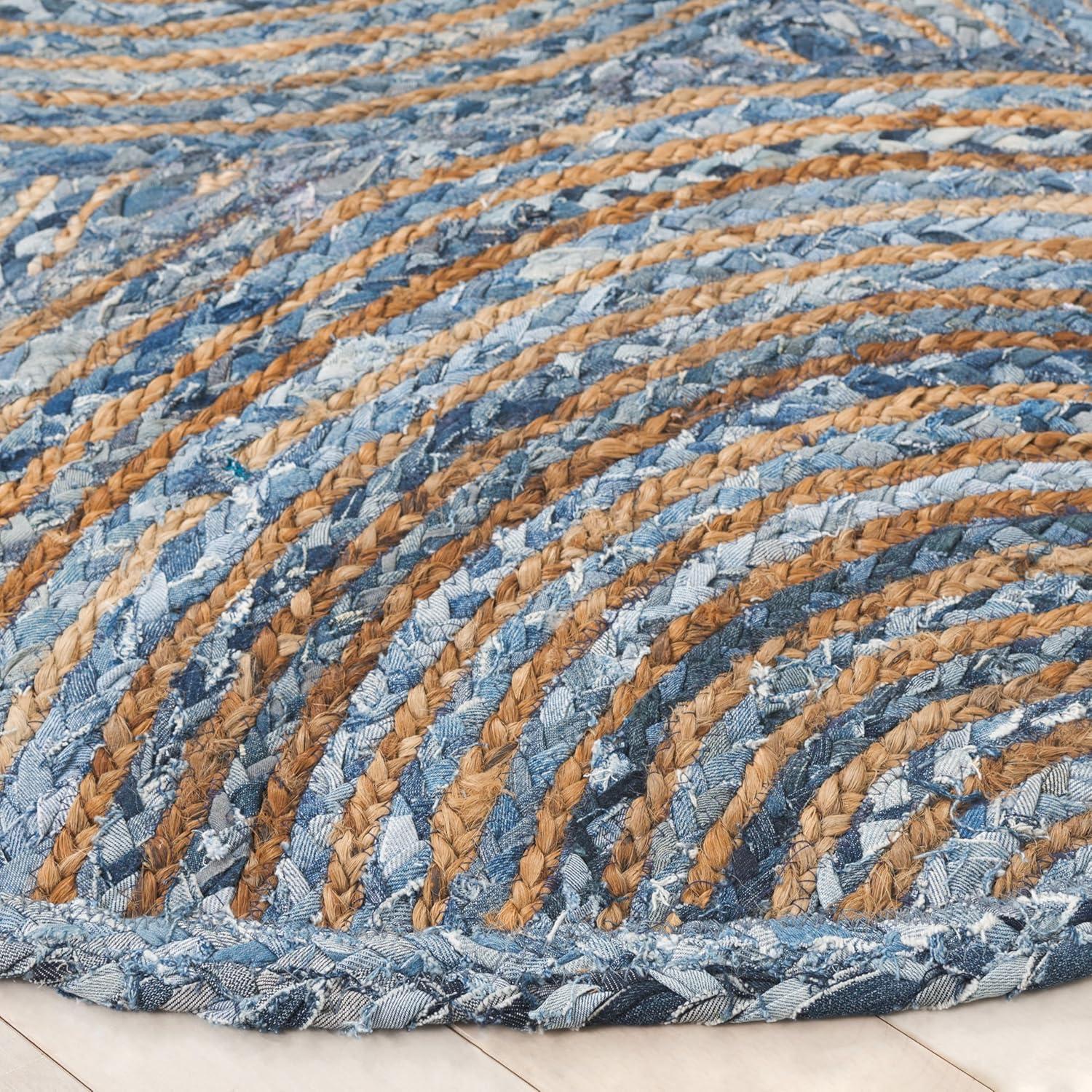 image:imageSAFAVIEH Area Rug 8x10 Cape Cod Collection Large Blue amp Natural Handmade Jute amp Cotton Boho Braided Design Ideal for Living Room Bedroom Office Dining Space CAP203MBlueNatural