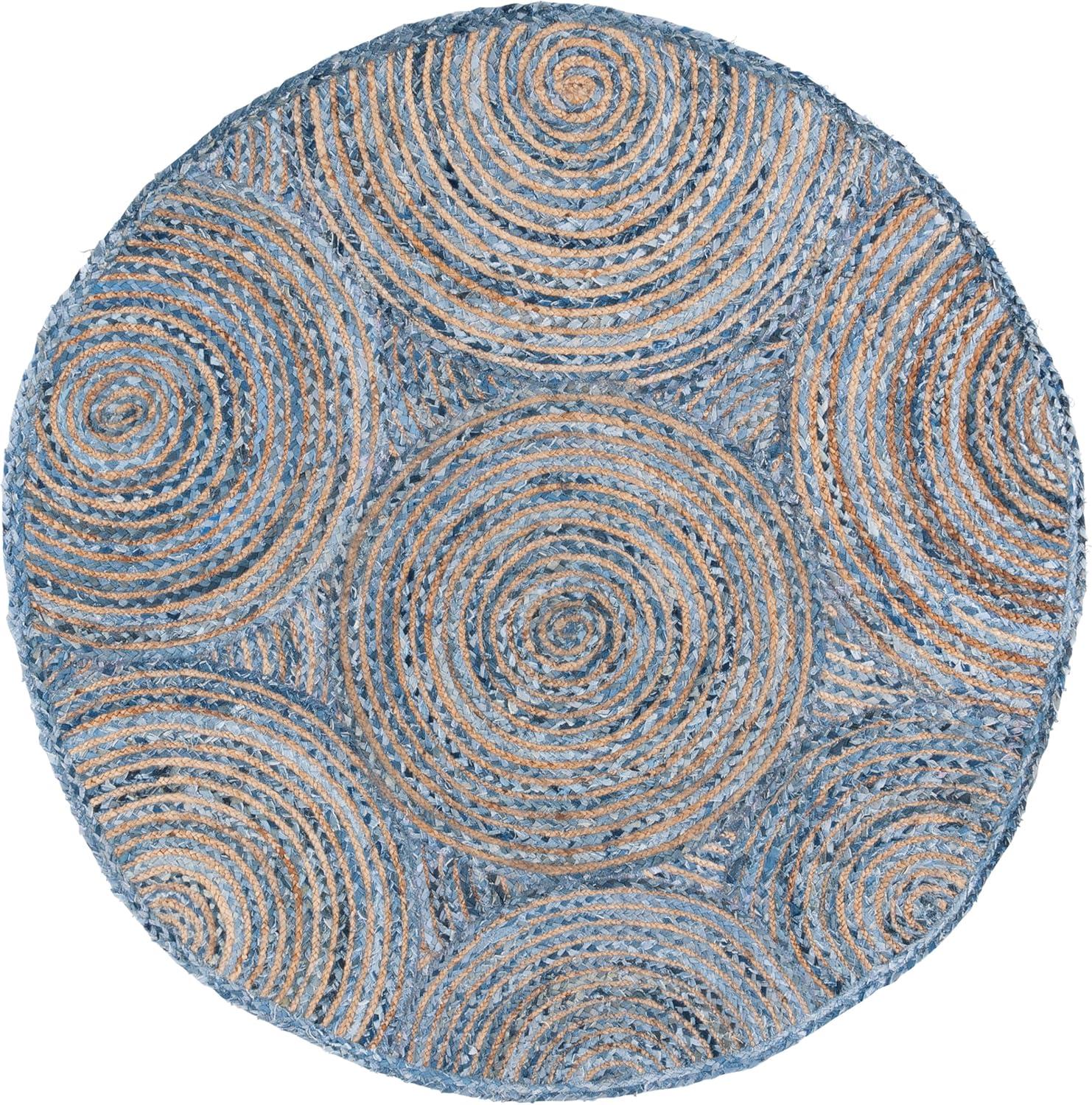 image:imageSAFAVIEH Area Rug 8x10 Cape Cod Collection Large Blue amp Natural Handmade Jute amp Cotton Boho Braided Design Ideal for Living Room Bedroom Office Dining Space CAP203MBlueNatural