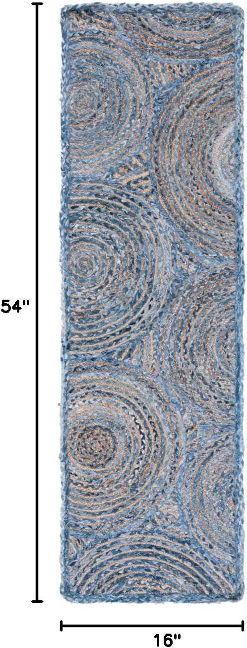 image:imageSAFAVIEH Area Rug 8x10 Cape Cod Collection Large Blue amp Natural Handmade Jute amp Cotton Boho Braided Design Ideal for Living Room Bedroom Office Dining Space CAP203MBlueNatural