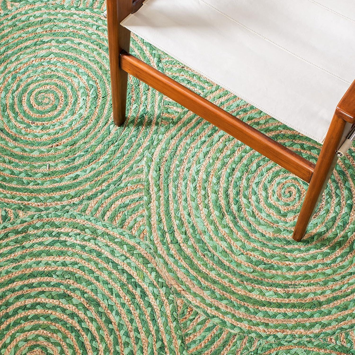 image:imageSAFAVIEH Area Rug 8x10 Cape Cod Collection Large Blue amp Natural Handmade Jute amp Cotton Boho Braided Design Ideal for Living Room Bedroom Office Dining Space CAP203MGreenNatural