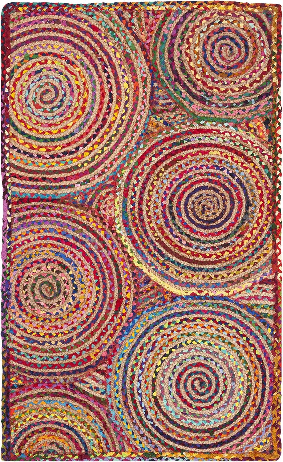 image:imageSAFAVIEH Area Rug 8x10 Cape Cod Collection Large Blue amp Natural Handmade Jute amp Cotton Boho Braided Design Ideal for Living Room Bedroom Office Dining Space CAP203MRedMulti