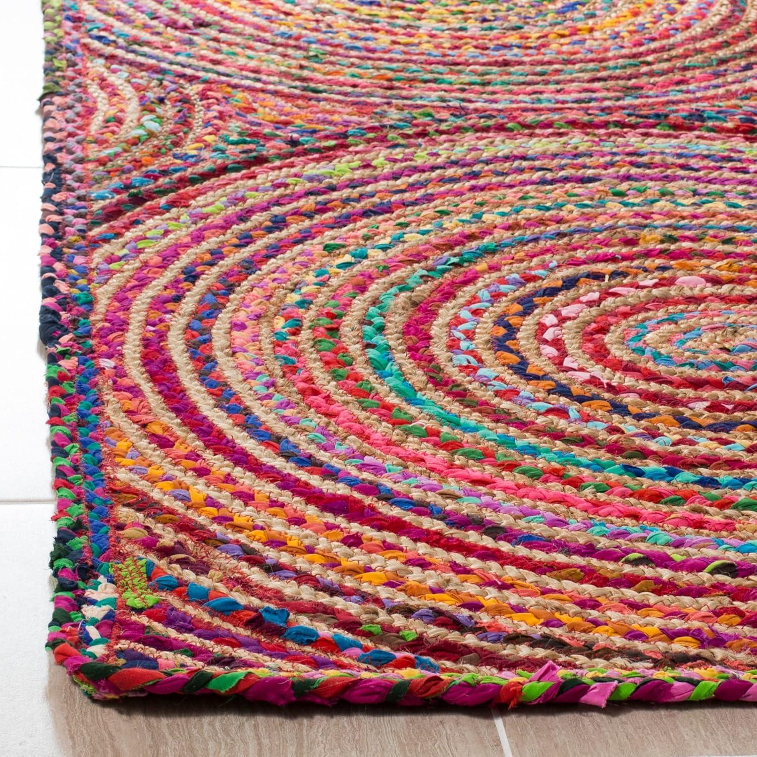 image:imageSAFAVIEH Area Rug 8x10 Cape Cod Collection Large Blue amp Natural Handmade Jute amp Cotton Boho Braided Design Ideal for Living Room Bedroom Office Dining Space CAP203MRedMulti