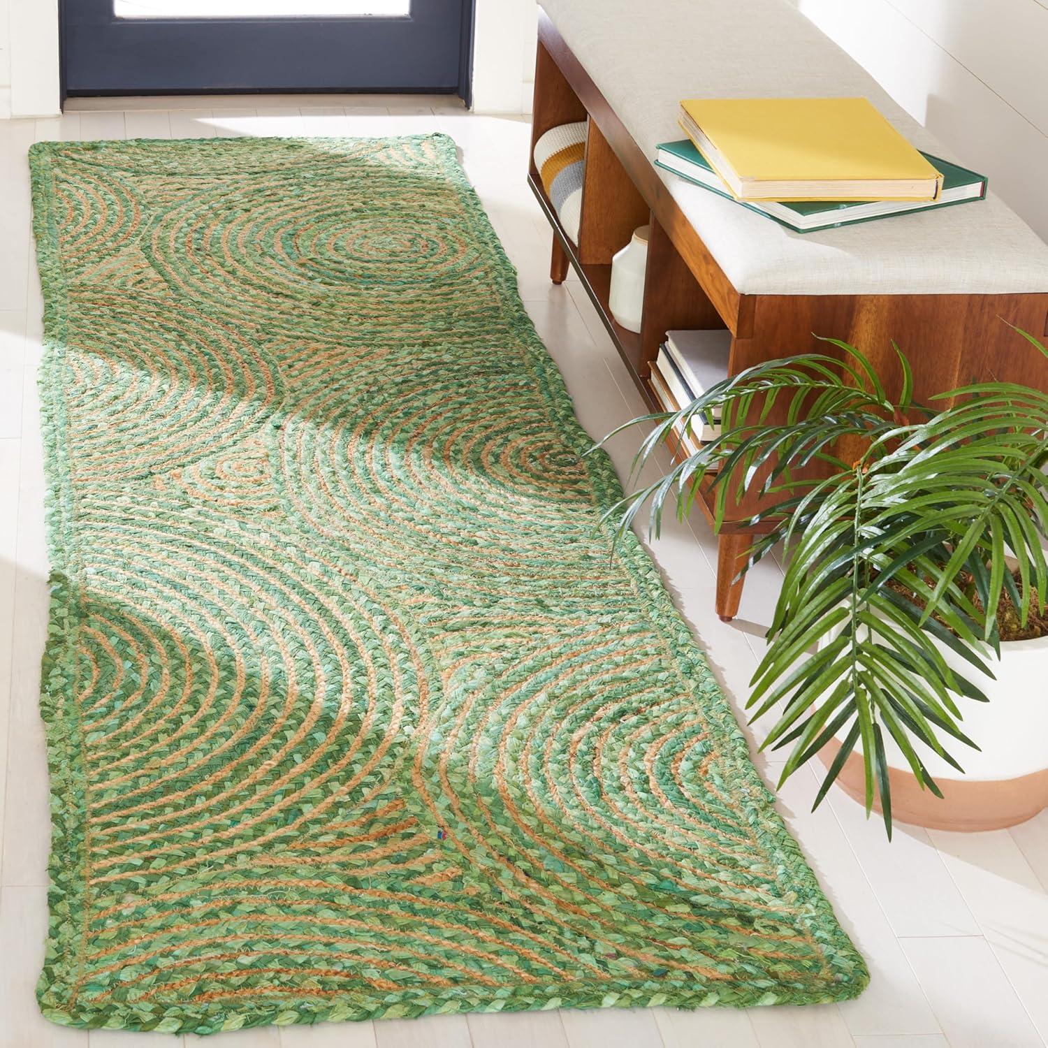 image:imageSAFAVIEH Area Rug 8x10 Cape Cod Collection Large Blue amp Natural Handmade Jute amp Cotton Boho Braided Design Ideal for Living Room Bedroom Office Dining Space CAP203MGreenNatural