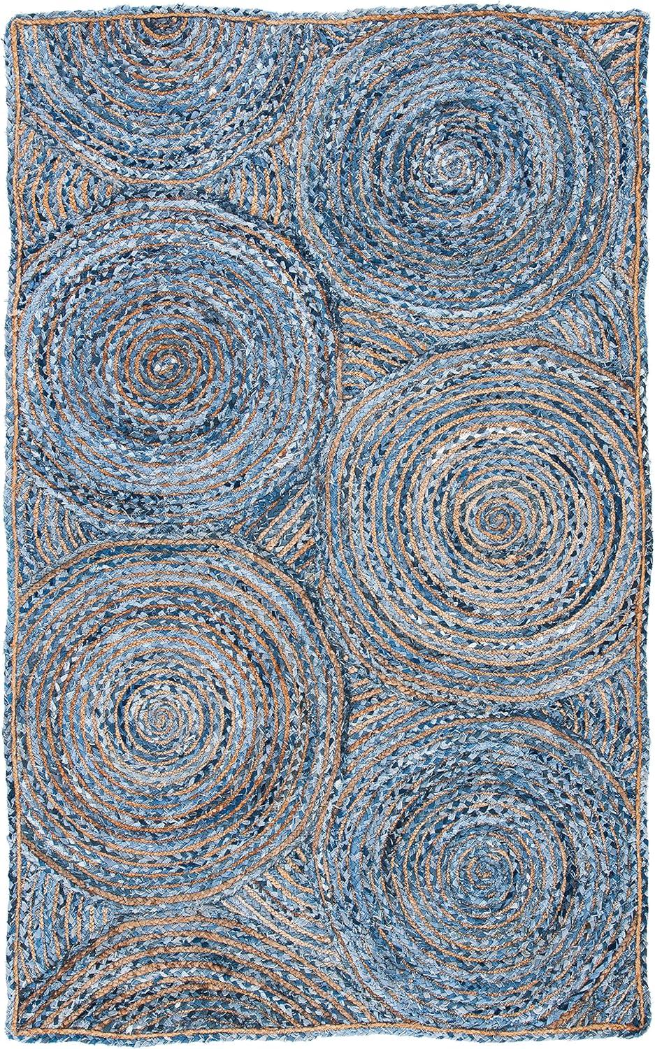 image:imageSAFAVIEH Area Rug 8x10 Cape Cod Collection Large Blue amp Natural Handmade Jute amp Cotton Boho Braided Design Ideal for Living Room Bedroom Office Dining Space CAP203MBlueNatural