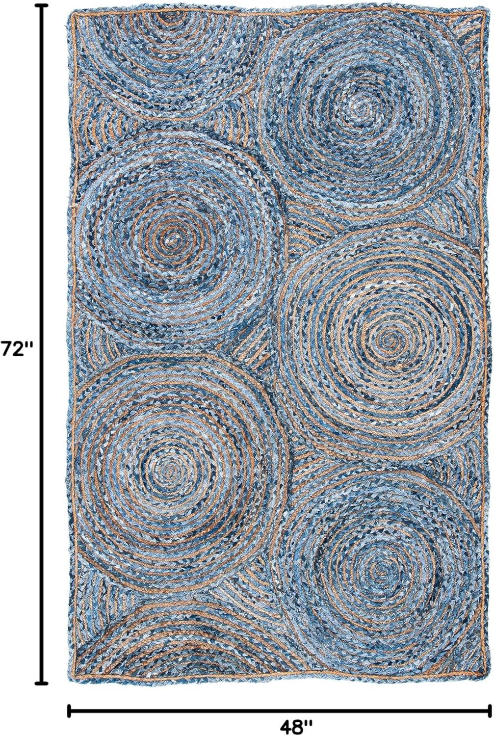 image:imageSAFAVIEH Area Rug 8x10 Cape Cod Collection Large Blue amp Natural Handmade Jute amp Cotton Boho Braided Design Ideal for Living Room Bedroom Office Dining Space CAP203MBlueNatural