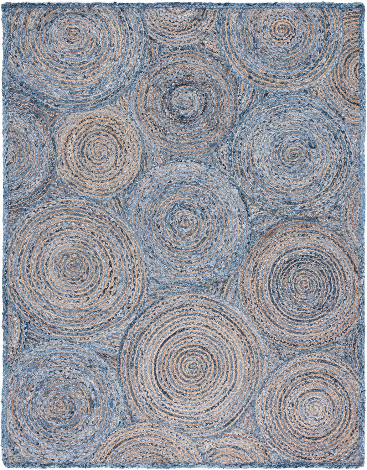 image:imageSAFAVIEH Area Rug 8x10 Cape Cod Collection Large Blue amp Natural Handmade Jute amp Cotton Boho Braided Design Ideal for Living Room Bedroom Office Dining Space CAP203MBlueNatural